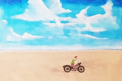 Nostalgische Harley am dänischen Strand (Acryl, 350.- CHF)